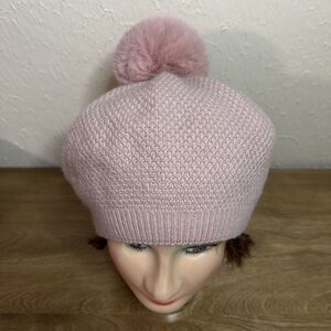 Norla Canada Hat OS Knit Pom Pom Beanie Alpaca Wool Winter Pink Toboggan Beret